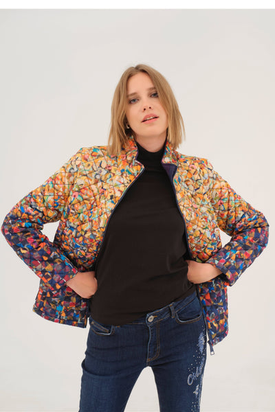75830 ARTIST PRINT Silky Touch Fine Quilt Puffer Jacket