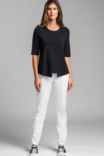 7753 Box Pleat Half  Sleeve MicroModal Top