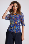 7931 Tuck Shoulder Side Ruched Mesh Top