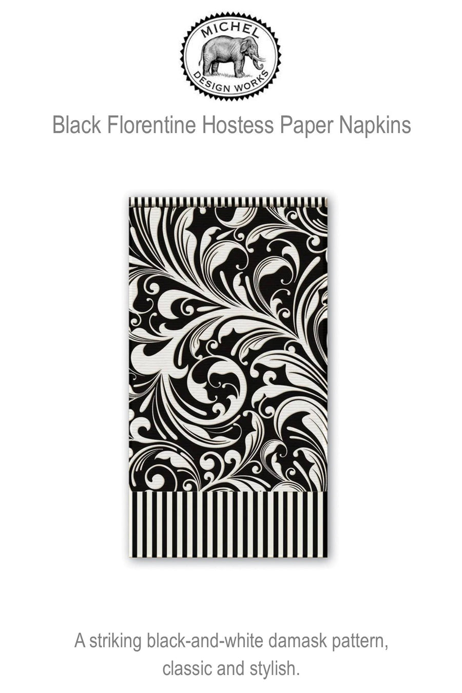 807812 MDW Black Florentine Hostess Paper Napkins
