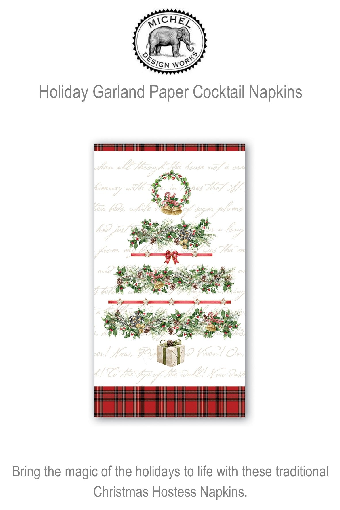 807446 MDW Holiday Garland Hostess Paper Napkins
