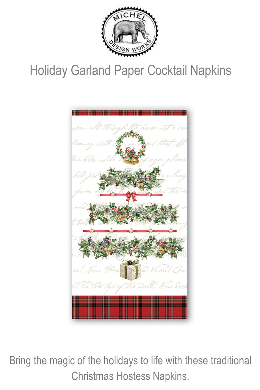 807446 MDW Holiday Garland Hostess Paper Napkins