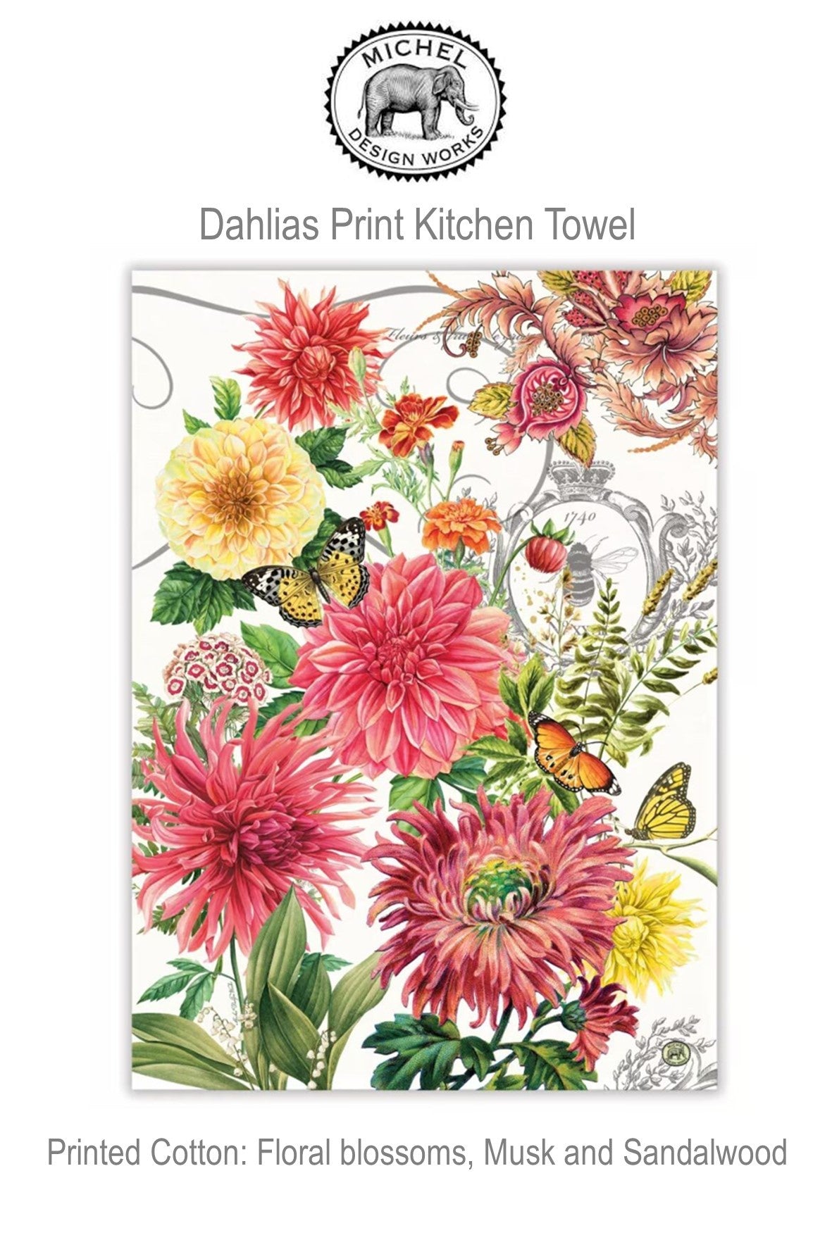 810418 Dahlias Print Kitchen Towel