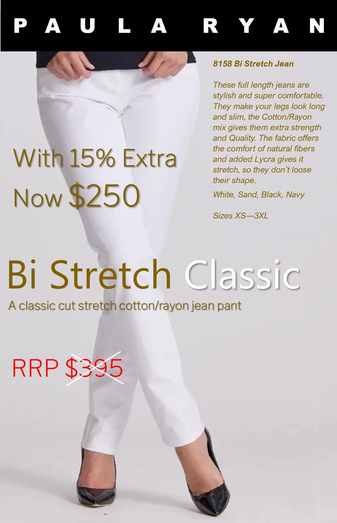 8158 WHITE Bi Stretch Jean