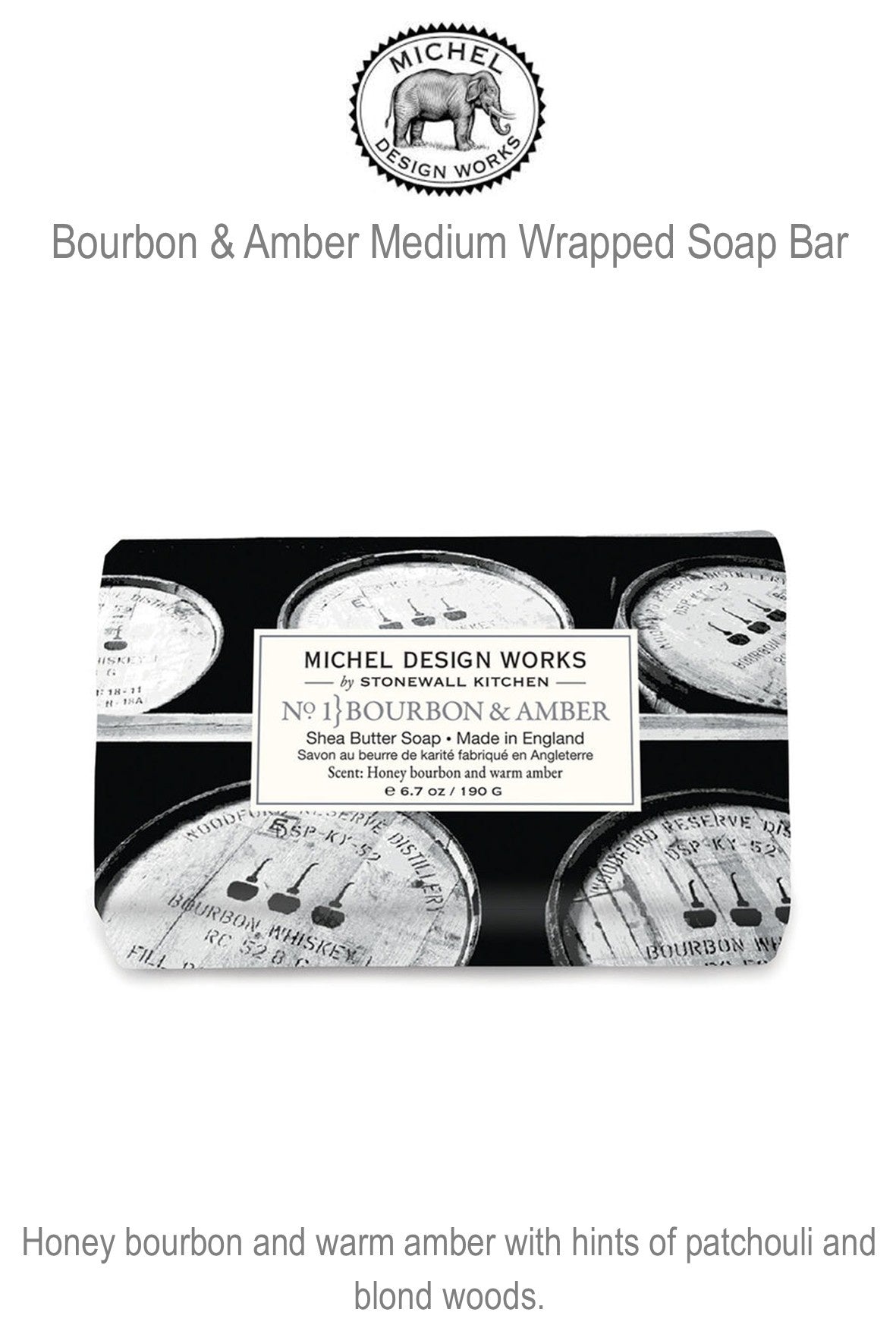 858399 MDW  Bourbon & Amber Medium Wrapped Soap Bar