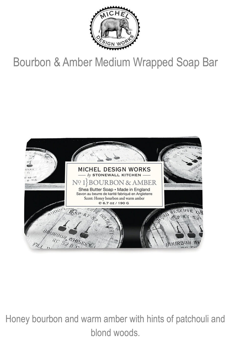 858399 MDW  Bourbon & Amber Medium Wrapped Soap Bar