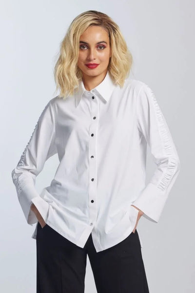 8826 Rouched Microjersey Sleeve Shirt