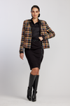 8835A Contrast Lapel Boucle Check Jacket