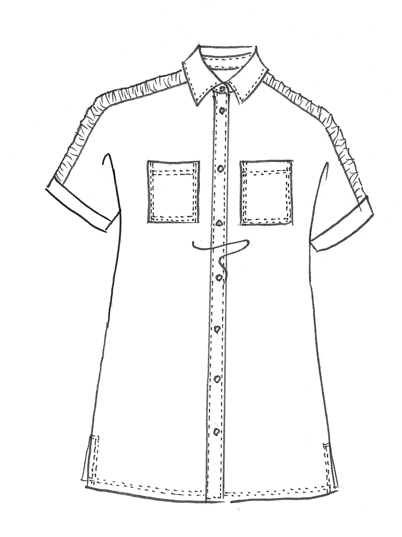 8195 Rouched Cap Sleeve Shirt