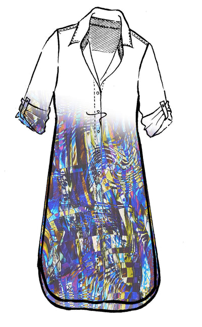 8924 Long Mosaic Print Overshirt