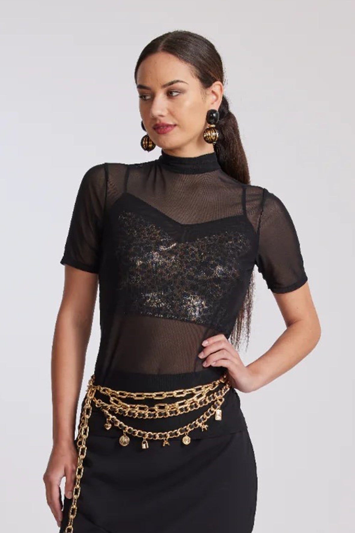 8931 Sheer Mesh Polo Tee