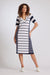 8945 Stripe V Neck Short Sleeve Sheath Dress