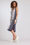 8948 Stripe V Neck S/Less Sheath Dress