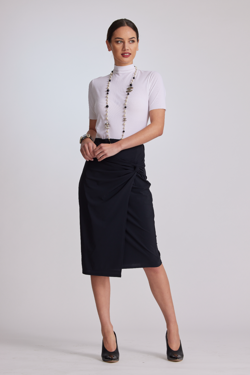 8966 Twist Wrap Microjersey Skirt