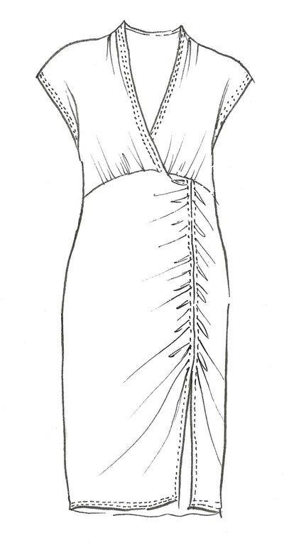 8974 V Neck Side Rouched Dress