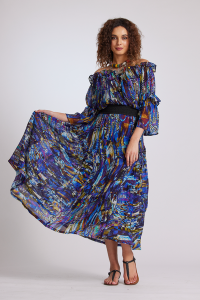 8990 Mosaic Print Arch Skirt