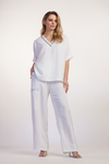 9008 Beaded Linen Shell Top