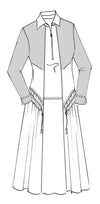 9062 Merino  & Microjersey Drawcord Zip Collar Dress