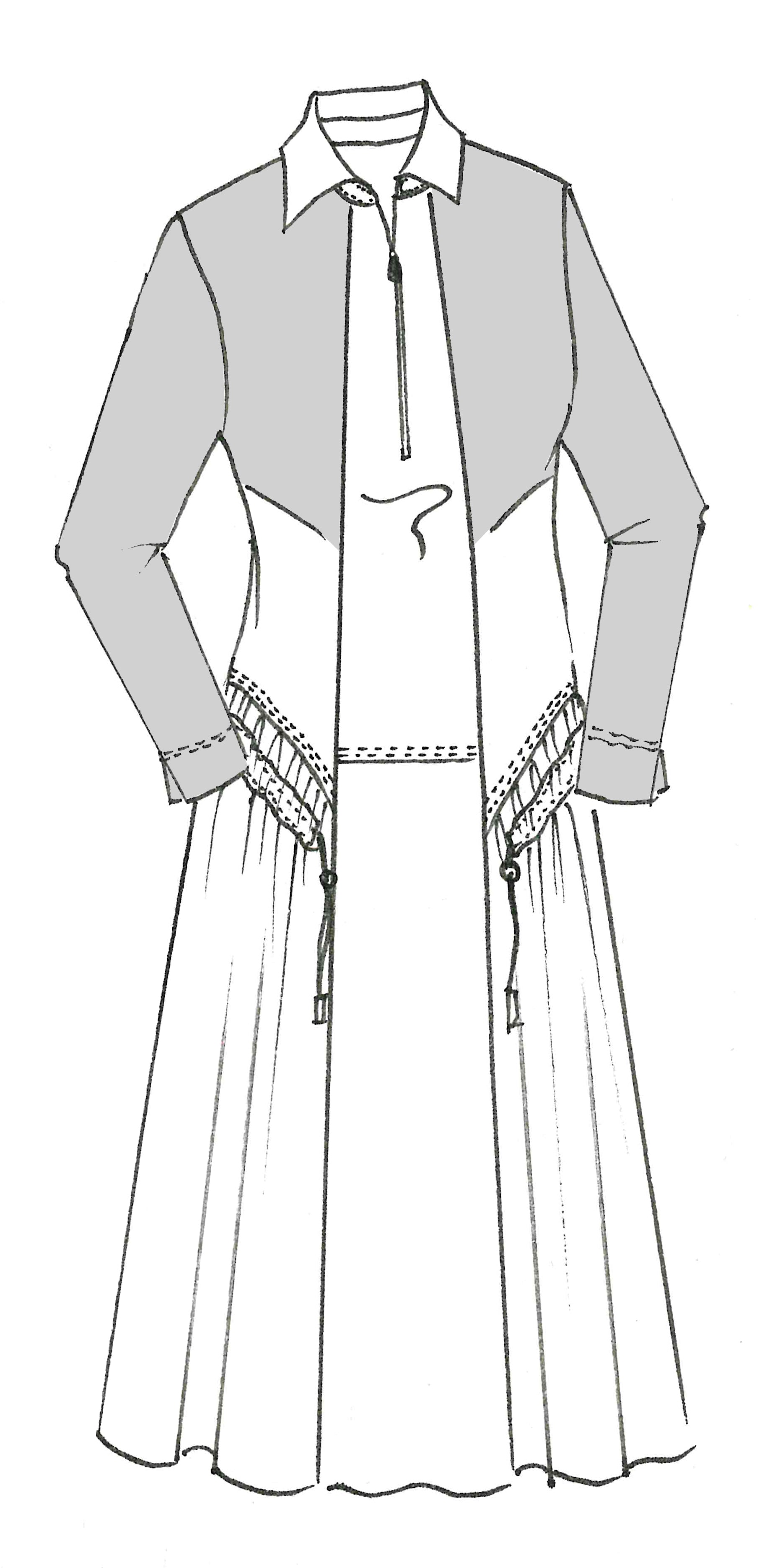 9062 Merino  & Microjersey Drawcord Zip Collar Dress