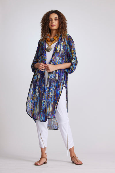 8924 Long Mosaic Print Overshirt