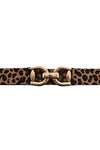 A25306 Gold Buckle Tan Cheetah Stretch Belt