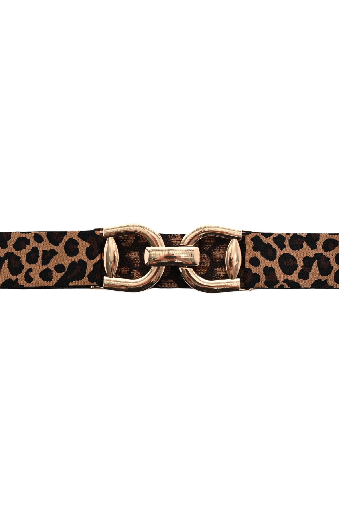A25306 Gold Buckle Tan Cheetah Stretch Belt