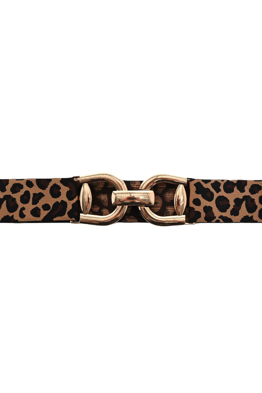 A25306 Gold Buckle Tan Cheetah Stretch Belt