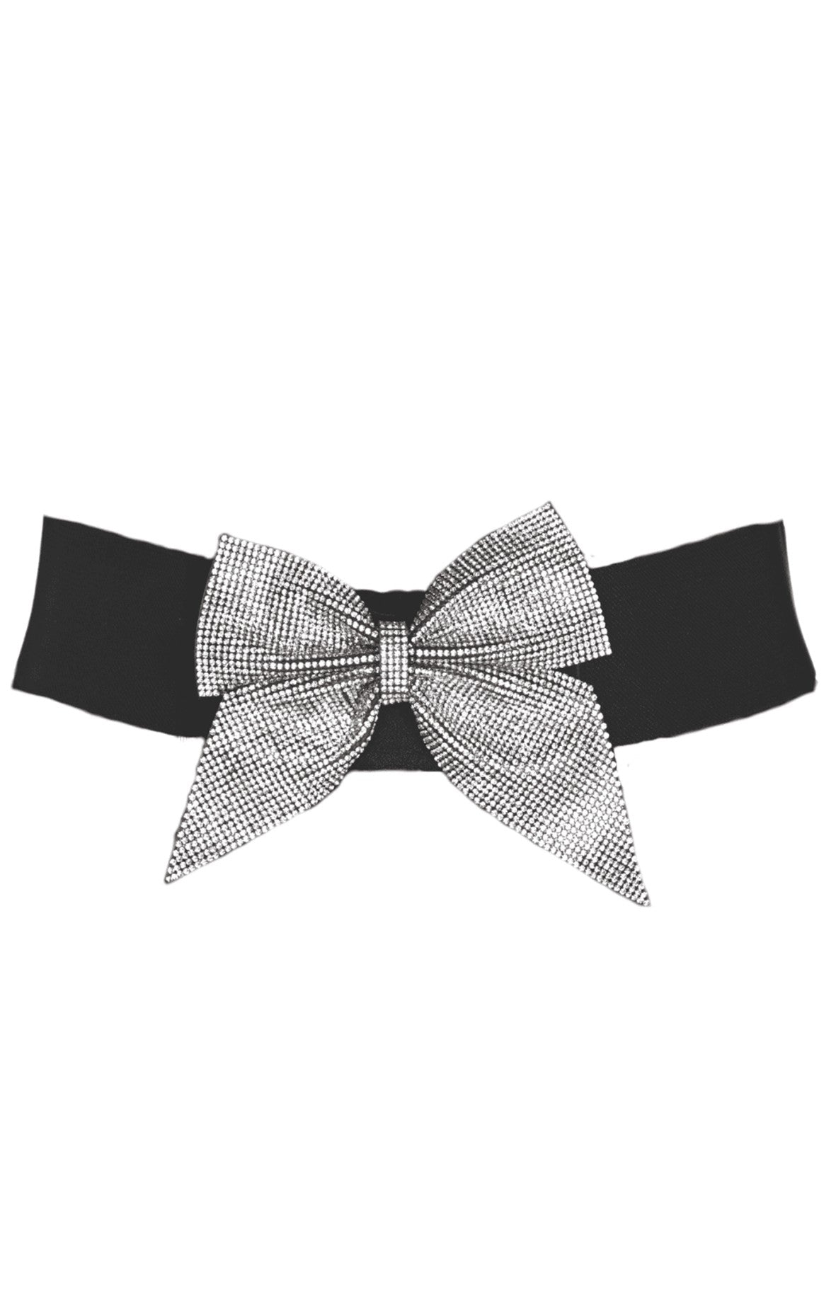 A25900 Diamante Bow Wide Elastic Belt