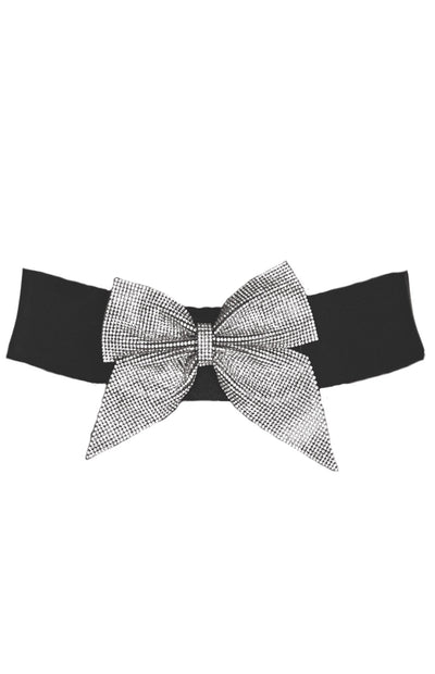 A25900 Diamante Bow Wide Elastic Belt