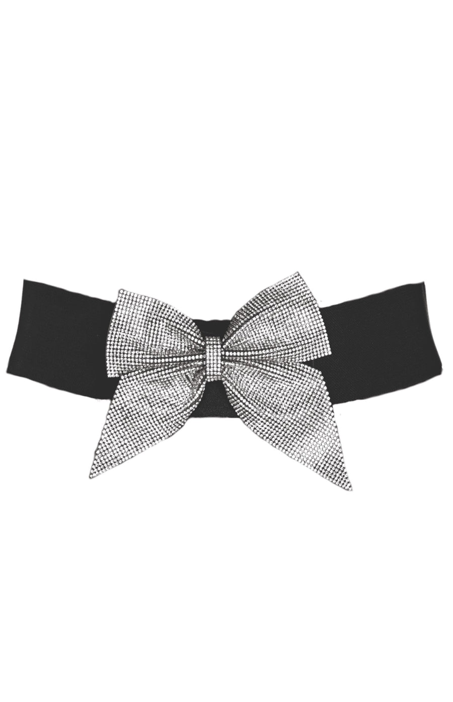 A25900 Diamante Bow Wide Elastic Belt