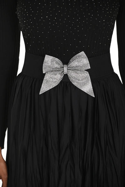 A25900 Diamante Bow Wide Elastic Belt