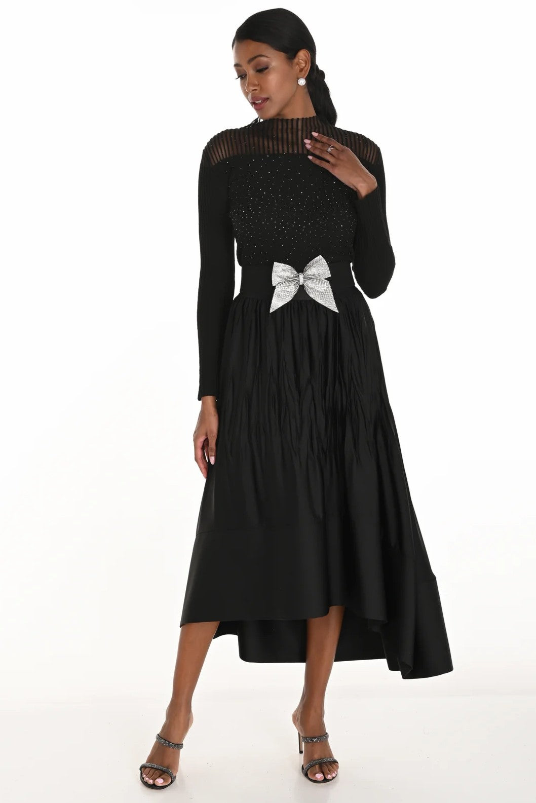 A25900 Diamante Bow Wide Elastic Belt