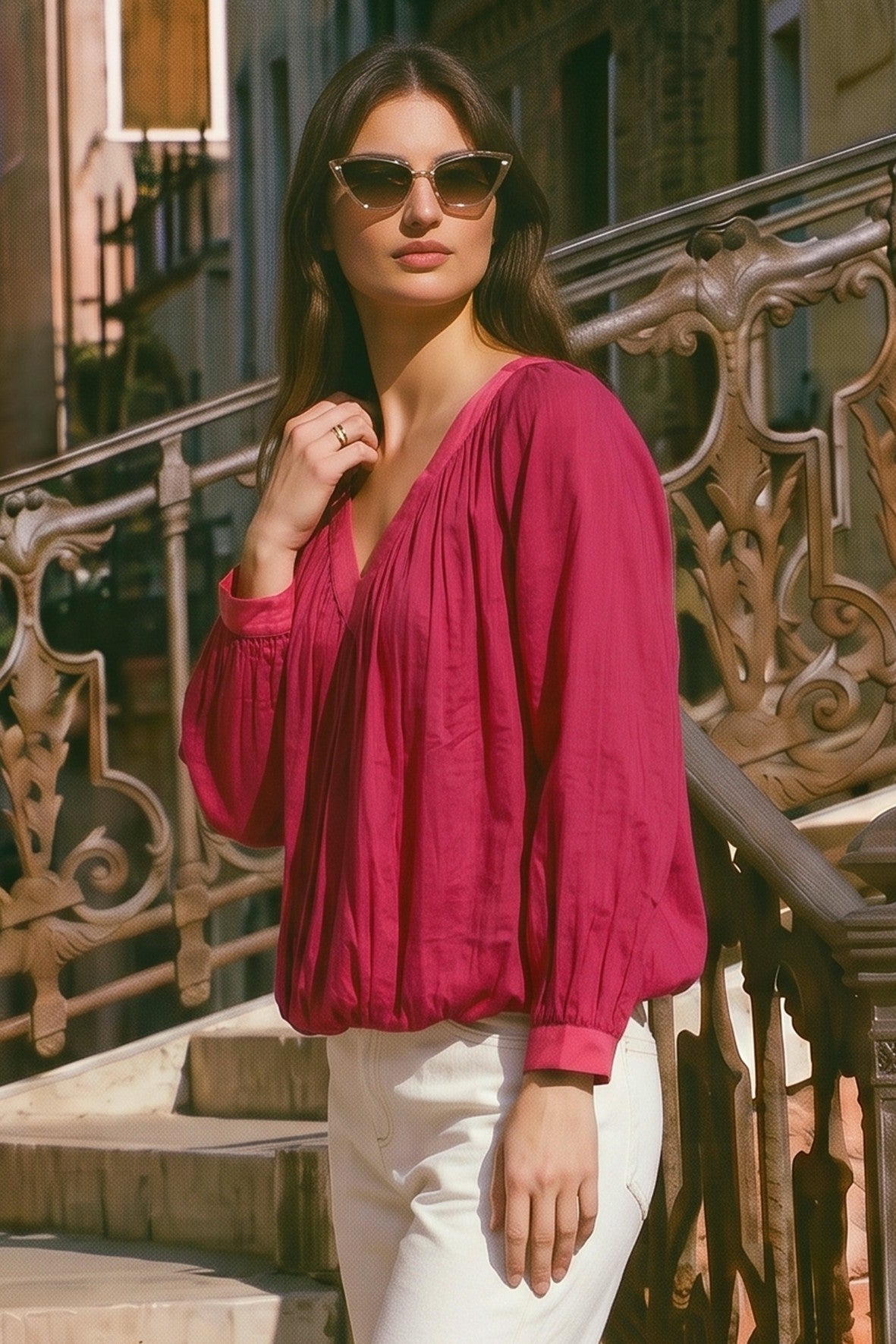 L&H Deep Gather V Soft Organic Cotton Top