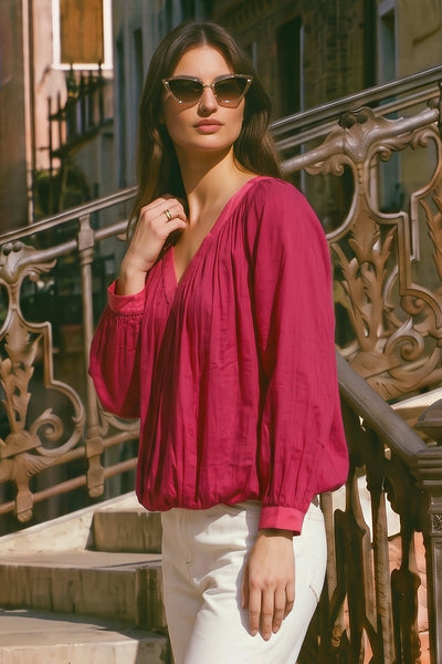 L&H Deep Gather V Soft Organic Cotton Top