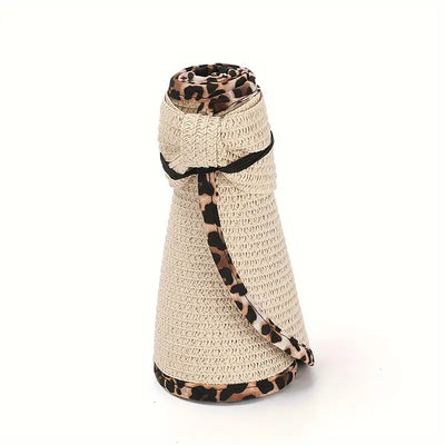 D0019 Animal Trim Roll-up Straw Sunhat