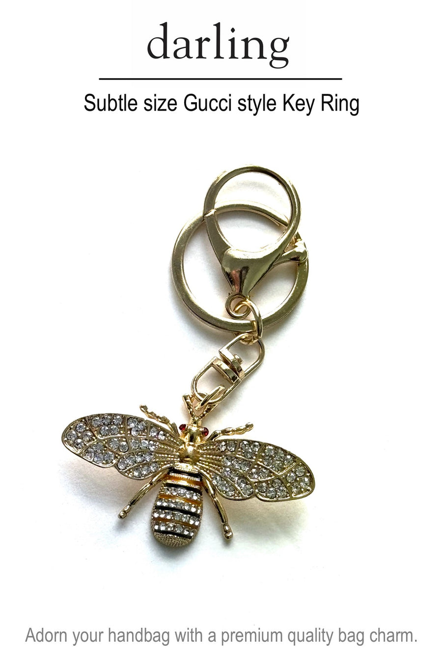D0025 Diamante Baby Bee Keyring Bag Charm