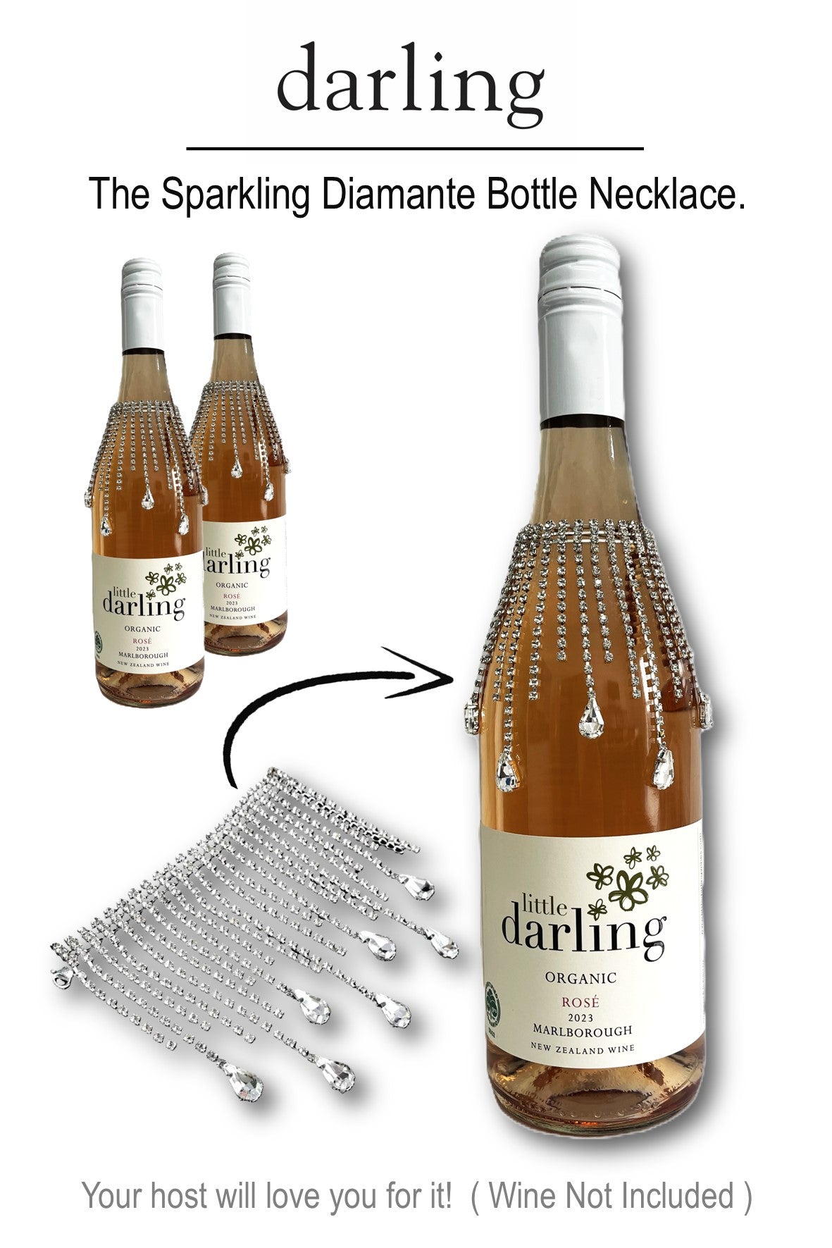 D0036 Crystal Champagne Bottle Necklace