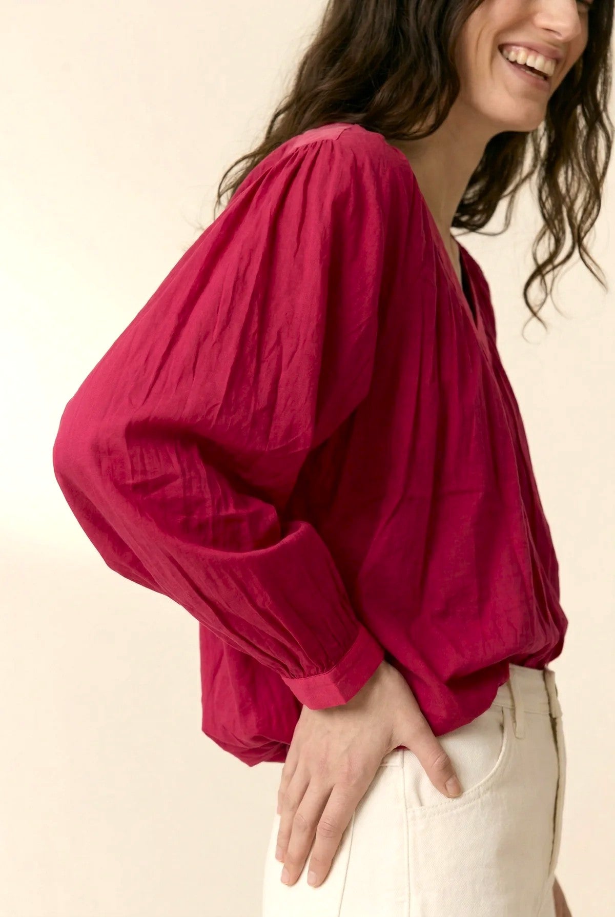 L&H Deep Gather V Soft Organic Cotton Top