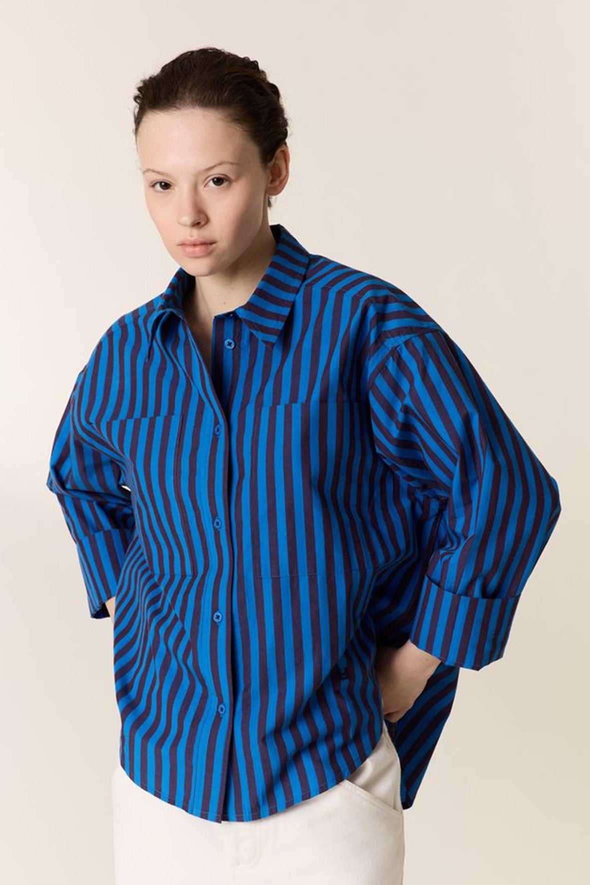 L&H Tokyo Silhouette Crisp Cotton Stripe Shirt