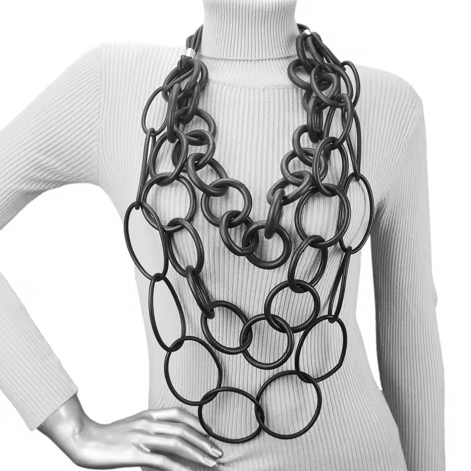 HG013 Multi Ring Rubber Necklace