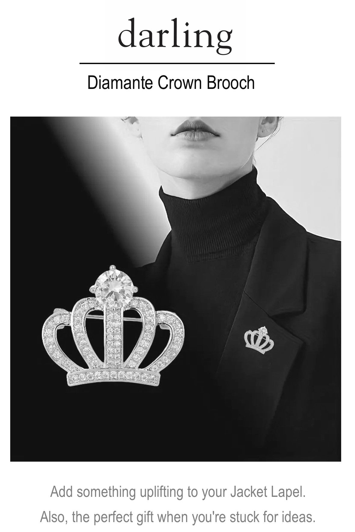 D0046 Diamante Crown Brooch