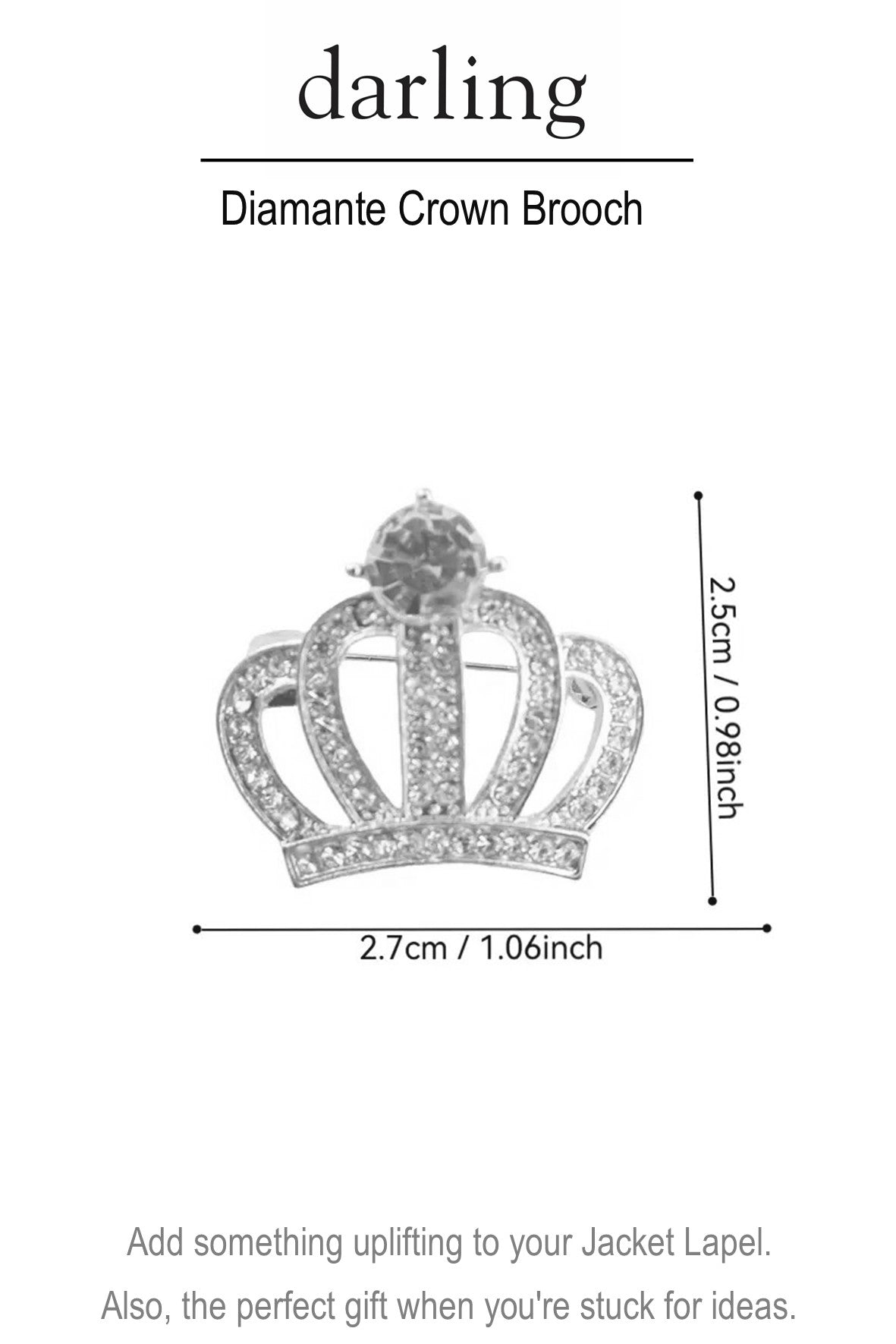 D0046 Diamante Crown Brooch