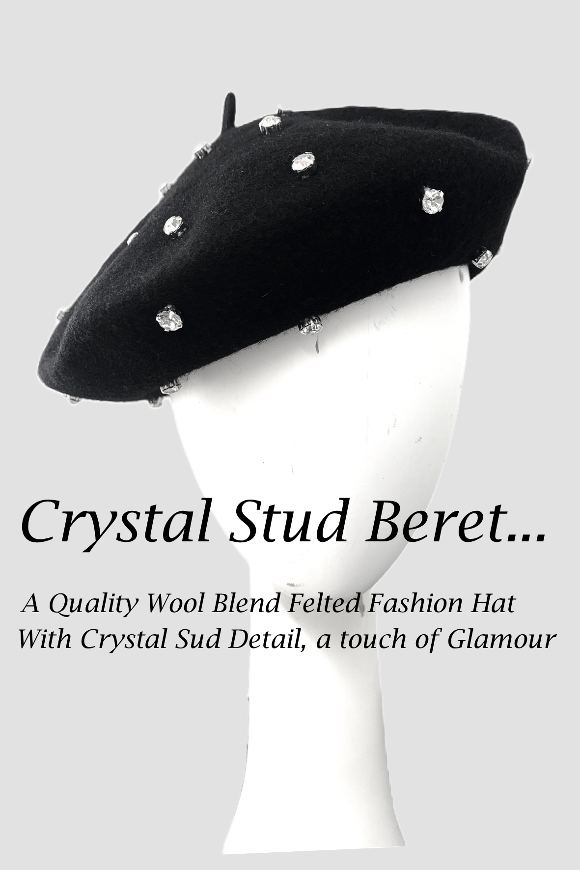 D0014 Crystal Studs Wool Beret
