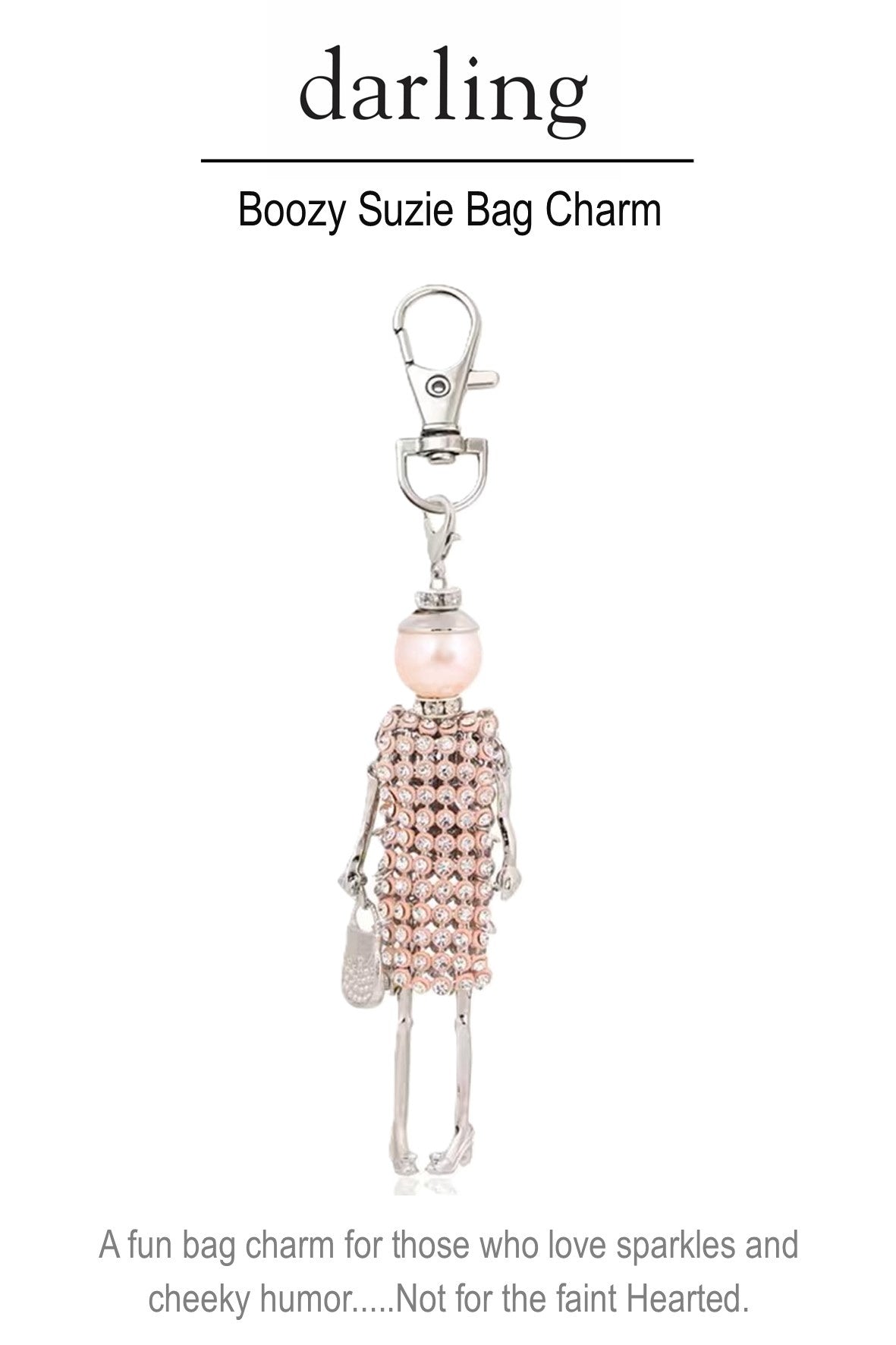 D0054 PINK Boozy Suzy Diamante Bag Charm