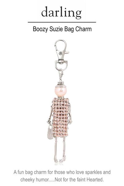 D0054 PINK Boozy Suzy Diamante Bag Charm