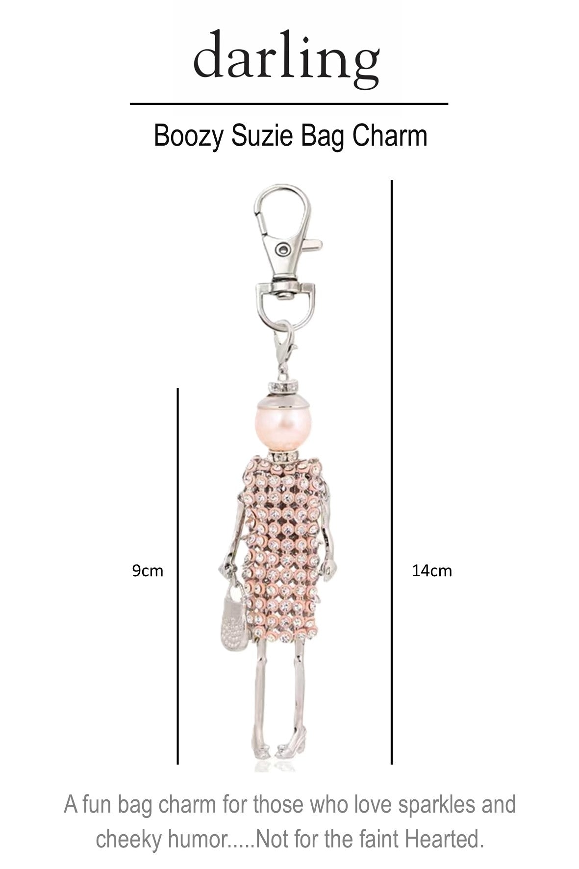 D0054 BLACK Boozy Suzy Diamante Bag Charm