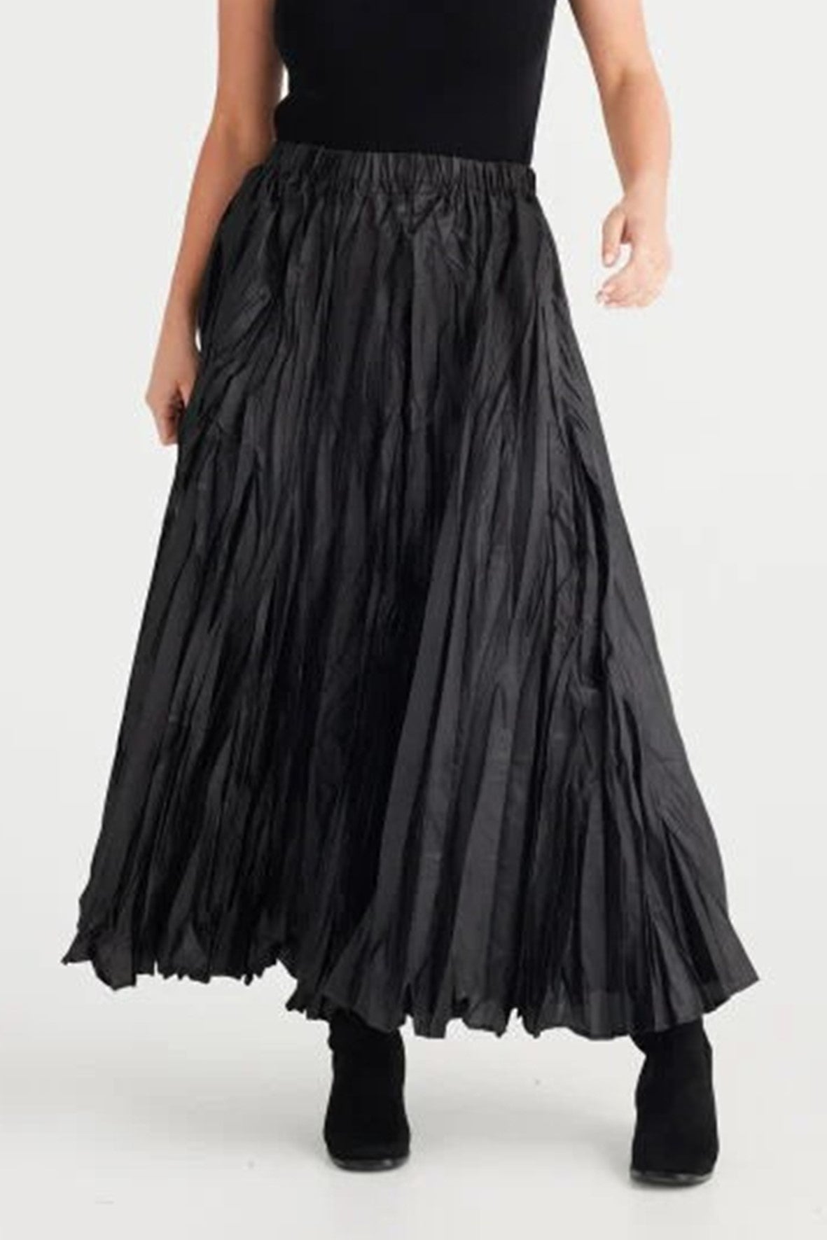 HG007 Multi Hand-Crushed Pleat Maxi Skirt