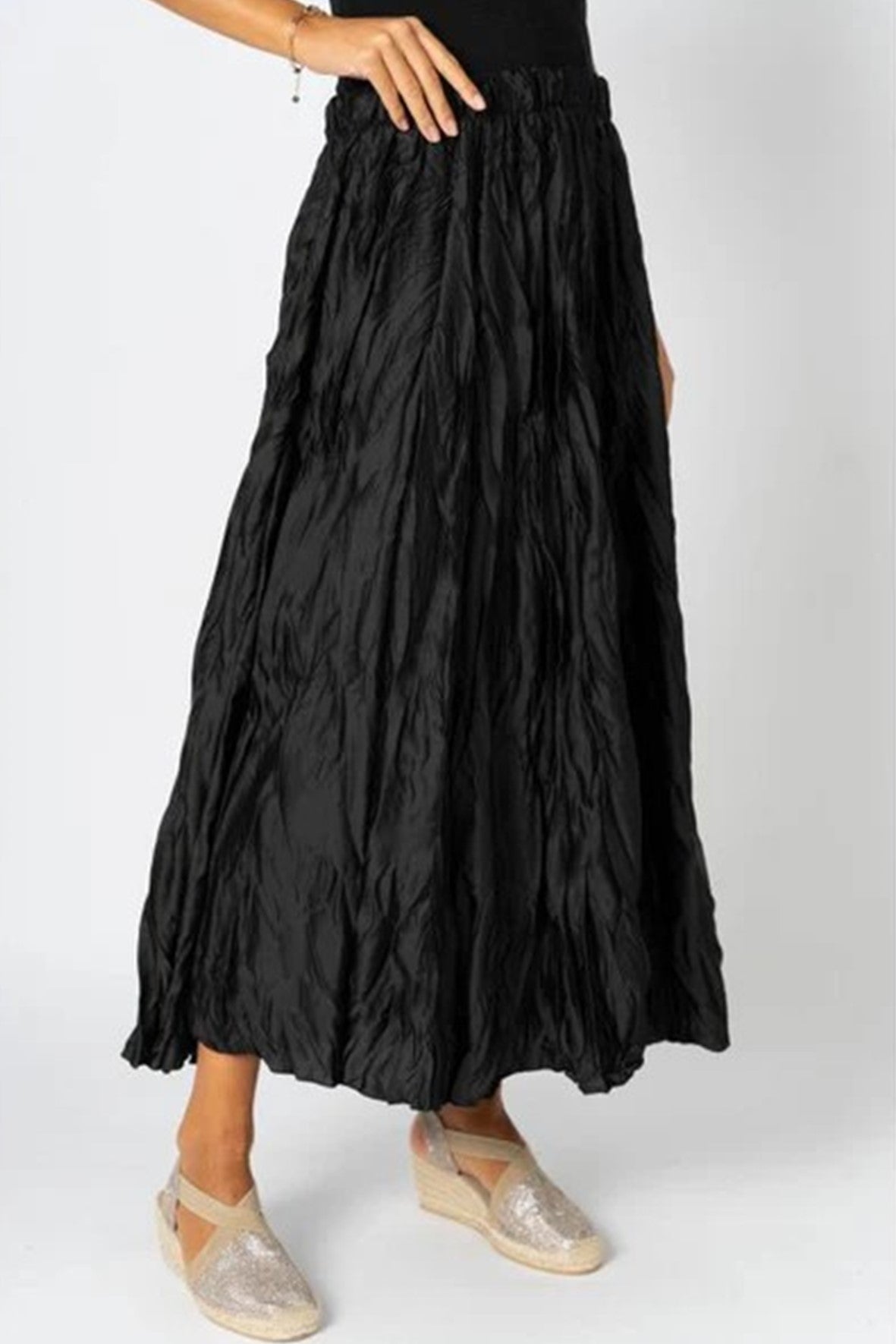 HG007 Multi Hand-Crushed Pleat Maxi Skirt