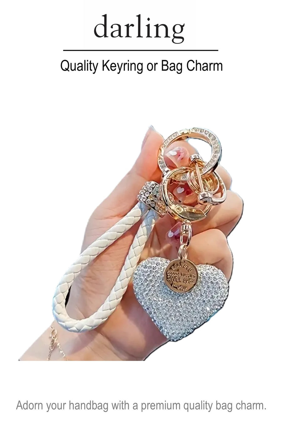 D0012 Diamante Heart Bag Charm or Keyring