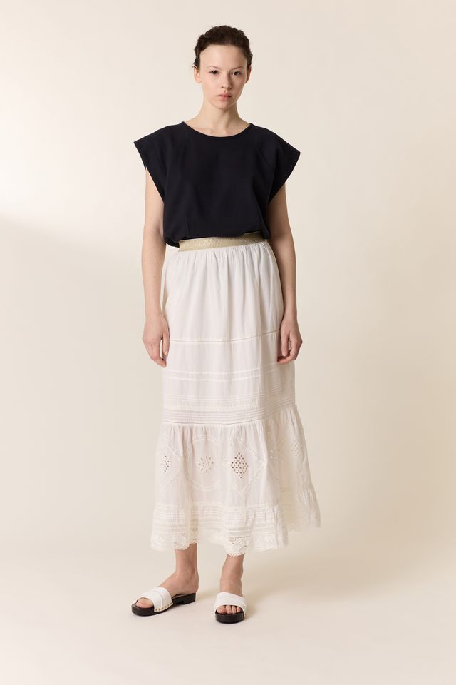 L&H WHITE French Lace Organic Cotton Peasant Skirt